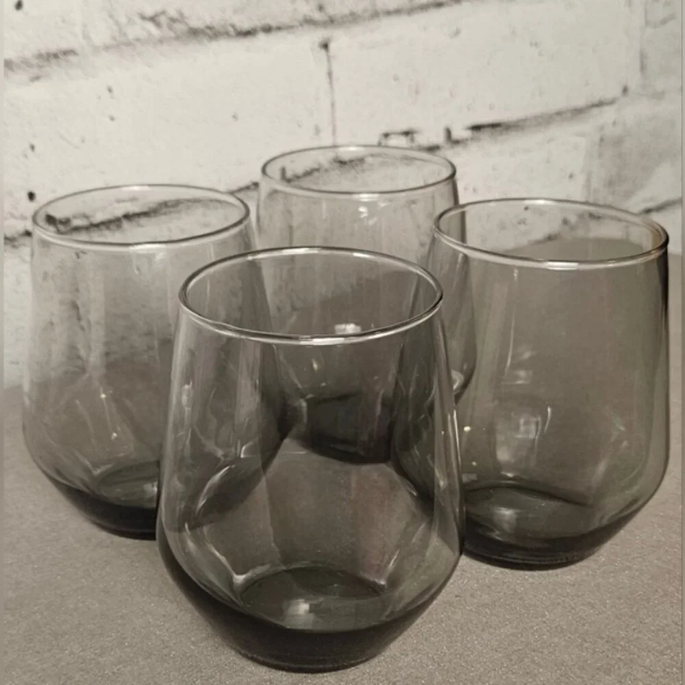IKEA Ivrig Set of 4 Gray Stemless Glasses - New Old Stock. CIB